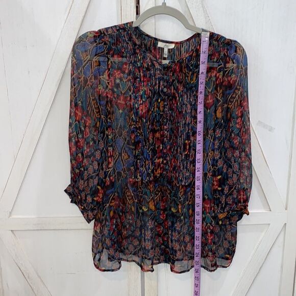 Joie  Sheer Smocked Floral Print Top multi Size XS - Picture 8 of 9